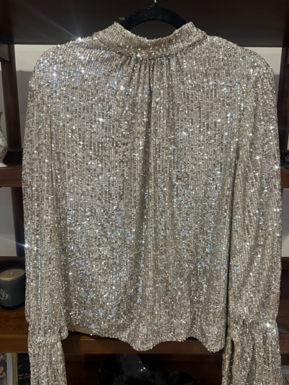 Zadig and Voltaire Tummy Silver/Gold Sequin Long Sleeve Top - Picture 5 of 8